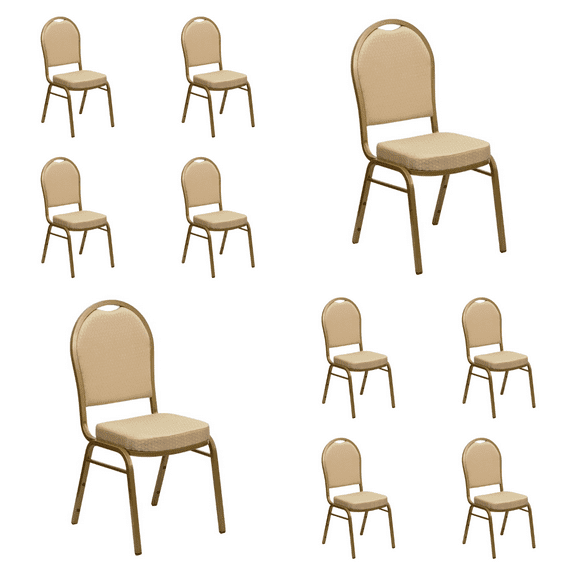 (10 PACK) Dome Back Banquet Dining Chair with Beige Patterned Fabric - Commercial Quality Restaurant Chair