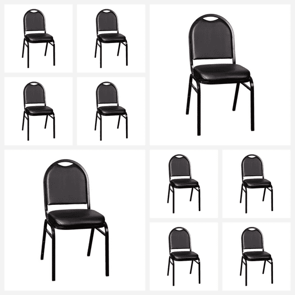 (10 PACK) Dome Back Banquet Dining Chair with Black Vinyl - Commercial Quality Restaurant Chair