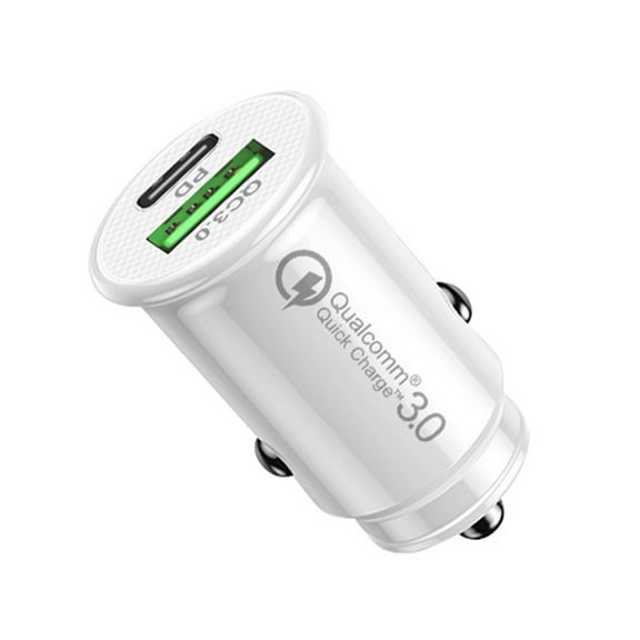 10 PACK Dual Port (USB-C+USB-A) 30W Metal Mini Car Charger Fast Charging Vehicle Power Adapter Universal For All Cars Compatible with iPhone 15 14 13 12 11 Pro Max Mini, Galaxy S23 S22 S21 S20, White