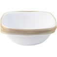 thumbnail image 1 of (10 PACK) EcoQuality 16 oz White Plastic Square Bowls with Gold Rim - Disposable Plastic Soup Bowls, Heavy Duty Plastic Salad Bowls, Dessert Bowl for Baby Showers, Weddings, Birthday Party, 1 of 3