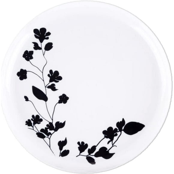 (10 PACK) EcoQuality 6" inch Round White Plastic Plates with Black Garden Design - Disposable China Like Party Plates, Small Heavy Duty Dessert Plates, Salad Plate, Dinner, Wedding, Serveware