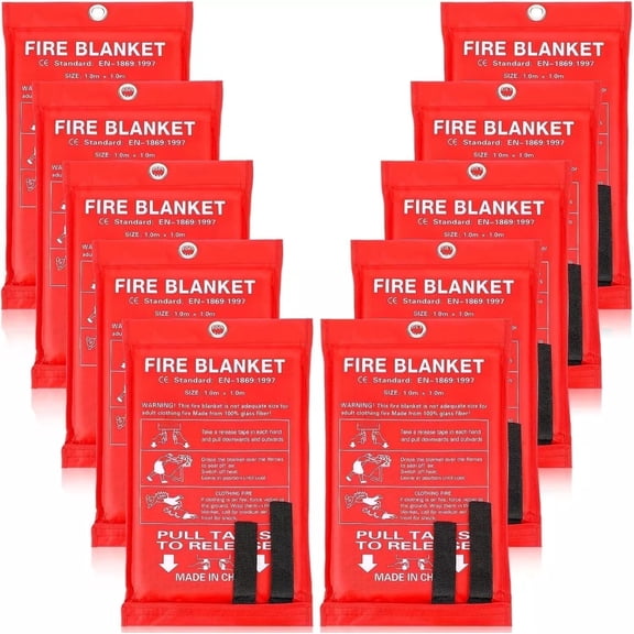 10 PACK Fire Blanket Emergency Fiberglass Safety Blanket 39''x39''