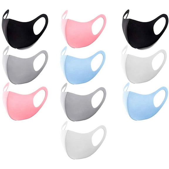 10 PACK Face Covers with Elastic Ear Loop Cover Full Face Anti-Dust, Unisex, Washable and Reusable for Men and Women, soft on the face and skin (Colorful)