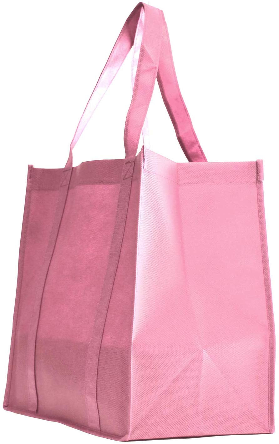 10 PACK Heavy Duty Grocery Tote Bag, Light Pink Large & Super Strong,  Reusable Shopping Bags with Stand-up PL Bottom, Non-Woven Convention Tote  Bags, (Set of 10), Light Pink 