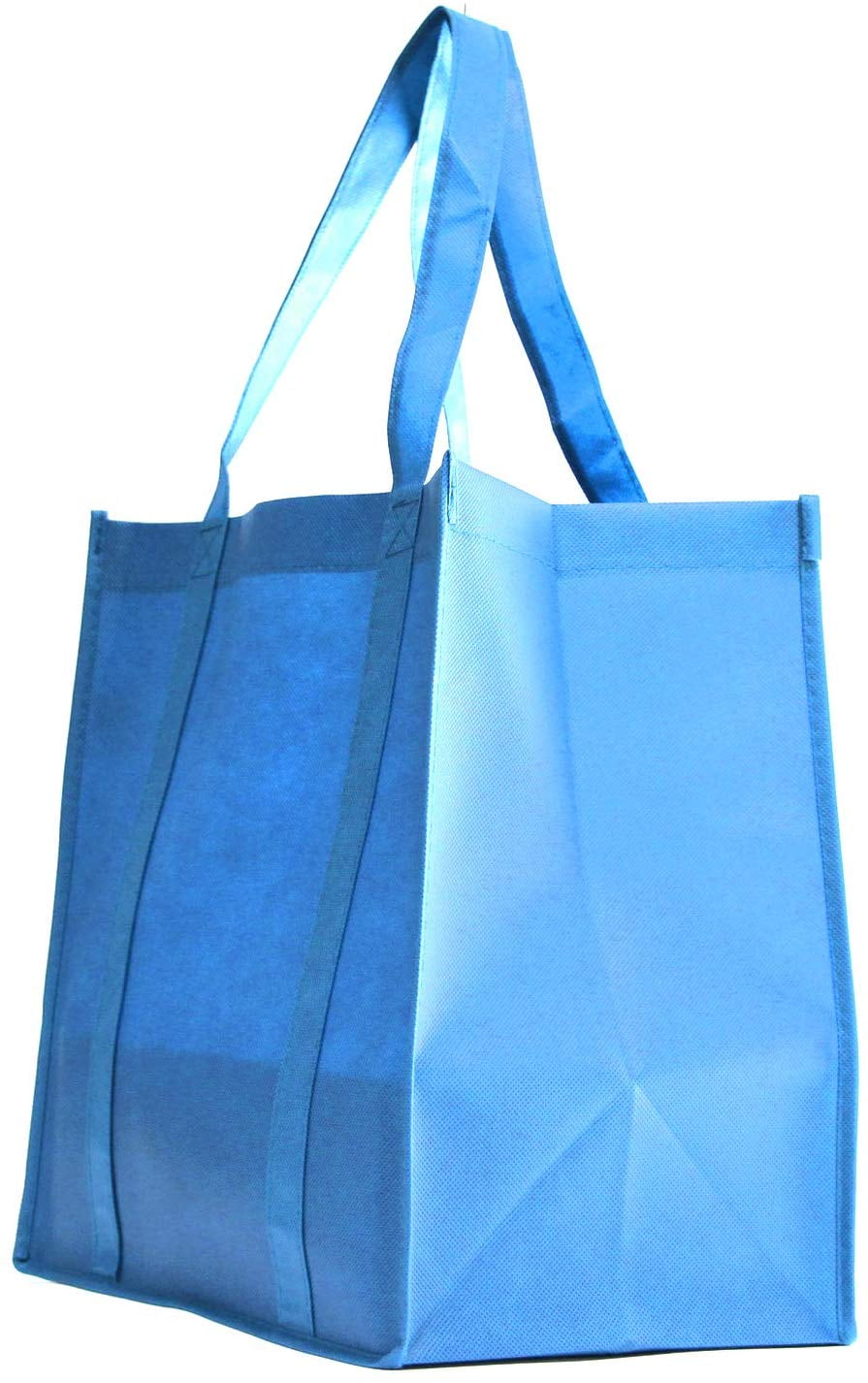 10 PACK Heavy Duty Grocery Tote Bag Turquoise Large Super