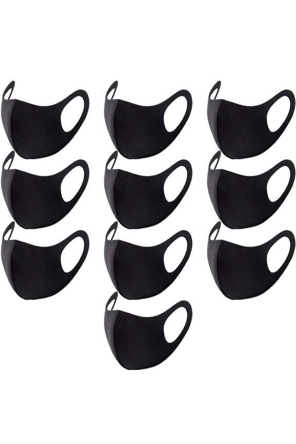 10 PACK Kids Black Face Mask Covers with Elastic Ear Loop Cover Full Face Anti-Dust, Unisex, Washable, Breathable, and Reusable (10 Count)