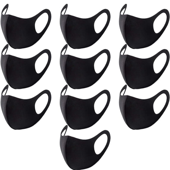 10 PACK Kids Black Face Mask Covers with Elastic Ear Loop Cover Full Face Anti-Dust, Unisex, Washable, Breathable, and Reusable (10 Count)