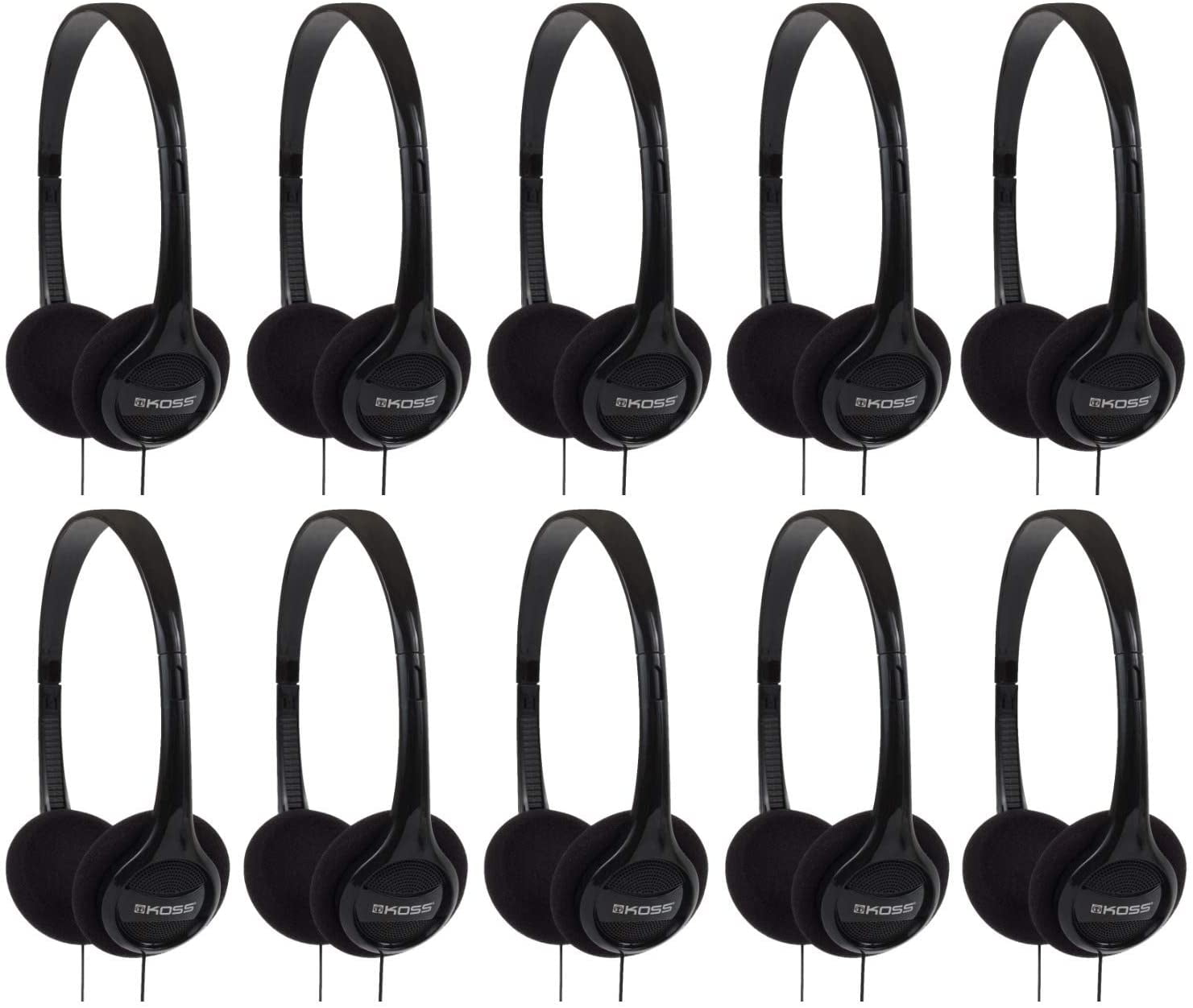 10 PACK Koss KPH7 Lightweight Portable Headphone, Black