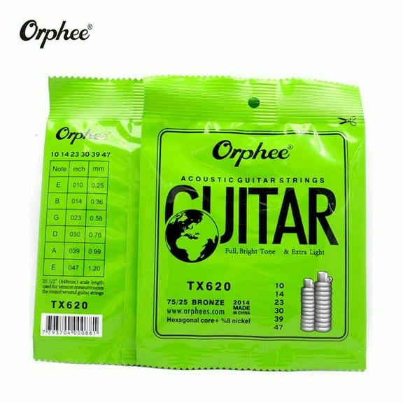 10 PACK Professional Orphee TX620 Acoustic Guitar String Extra Light (.010-.047)