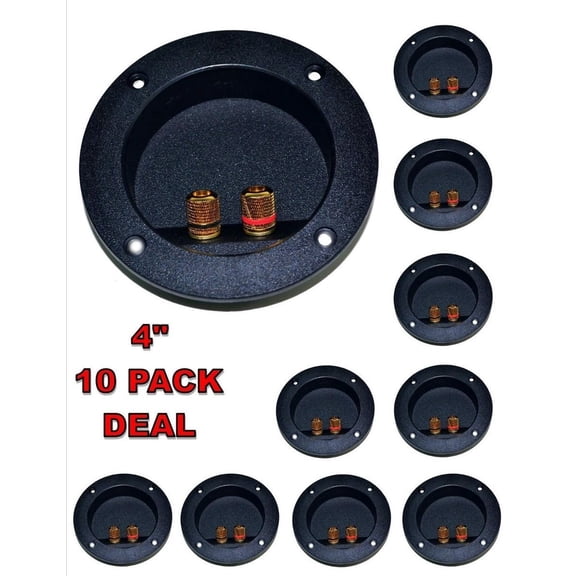 10 PACK SPEAKER ROUND DJ BOX TERMINAL CUP GOLD POST SUBWOOFER CABINET ENCLOSURE
