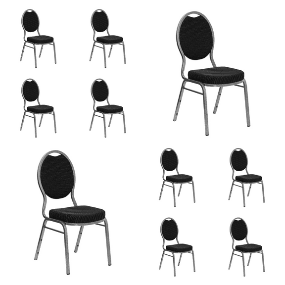 (10 PACK) Teardrop Back Banquet Dining Chair with Black Patterned Fabric - Commercial Quality Restaurant Chair