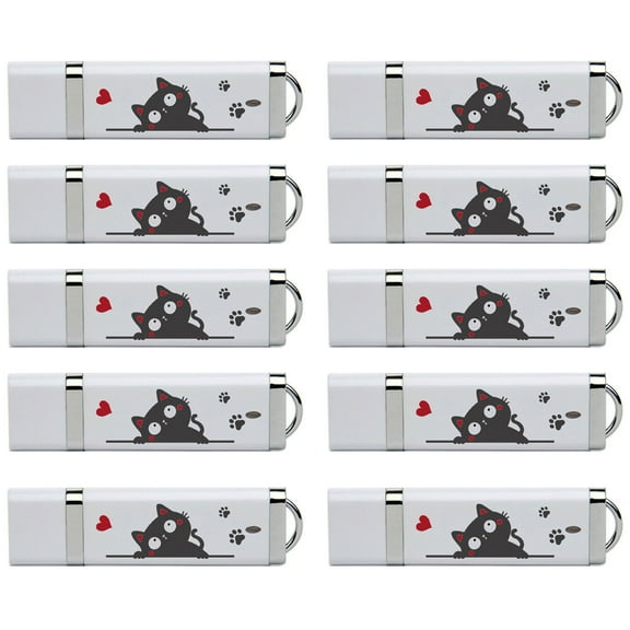 10 PACK USB 2.0 flash drive with printed cat pattern design,8GB USB memory stick thumb drive (10PCS 8GB)