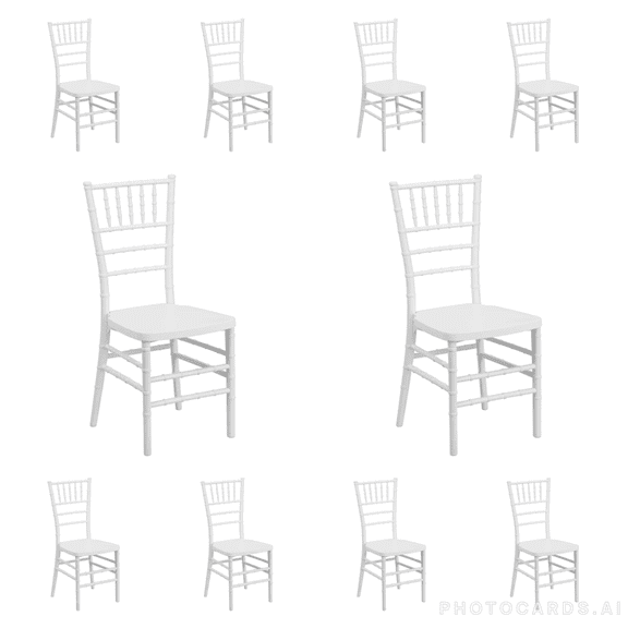 (10 PACK) White Resin Chiavari Banquet Chair with FREE Vinyl Seat Cushion / Commercial Quality Stackable Resin Chiavari Wedding Chair