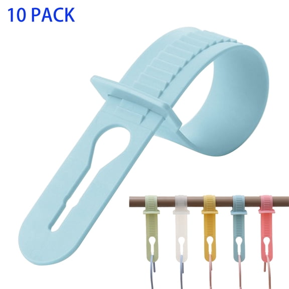10 PACK Windproof Hanger Buckle, PP Plastic Anti-Drop Fixed Lock Hook, Adjustable Clothes Rod Connection Buckle for Home Balcony Hotel Office,Blue