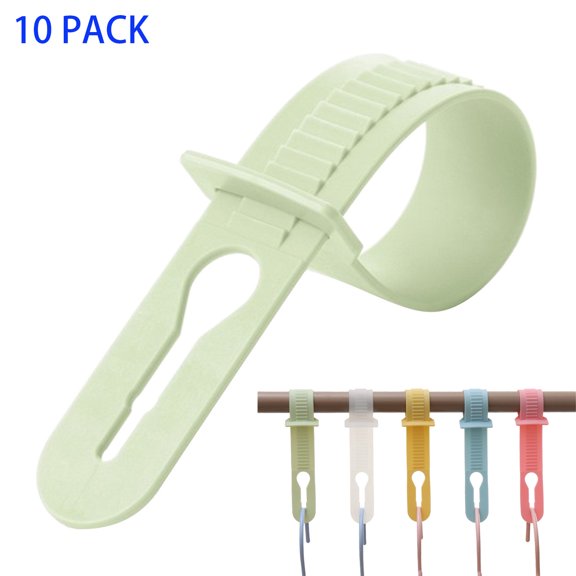 10 PACK Windproof Hanger Buckle, PP Plastic Anti-Drop Fixed Lock Hook, Adjustable Clothes Rod Connection Buckle for Home Balcony Hotel Office,Green