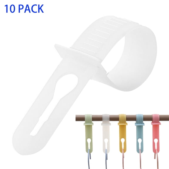 10 PACK Windproof Hanger Buckle, PP Plastic Anti-Drop Fixed Lock Hook, Adjustable Clothes Rod Connection Buckle for Home Balcony Hotel Office,White