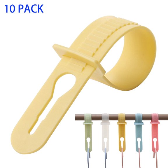 10 PACK Windproof Hanger Buckle, PP Plastic Anti-Drop Fixed Lock Hook, Adjustable Clothes Rod Connection Buckle for Home Balcony Hotel Office,Yellow