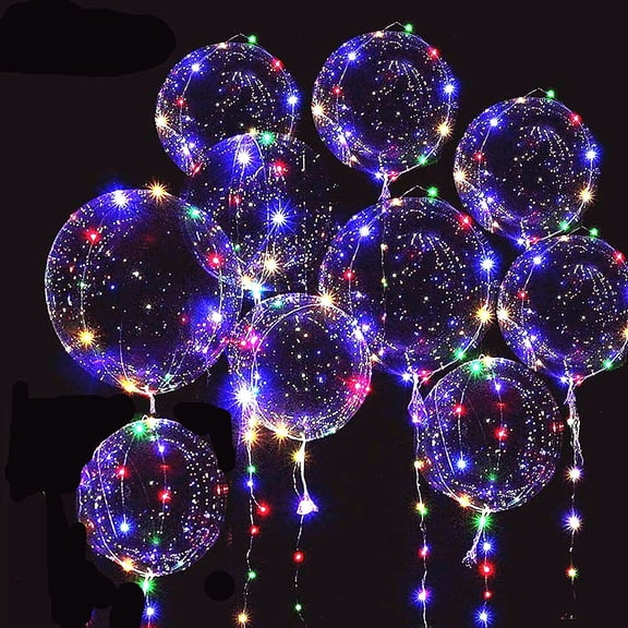 10 PACKS LED Bobo Balloons,Transparent Light Up Balloons,Helium Style Glow Bubble Balloons with String Lights for Party Birthday Wedding Festival Decorations (Colorful)
