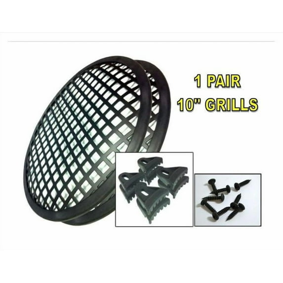 10" PAIR DJ CAR AUDIO WOOFER GRILL SCREWS CLIPS GLKT-10 AUDIOPIPE STEREO WAFFLE