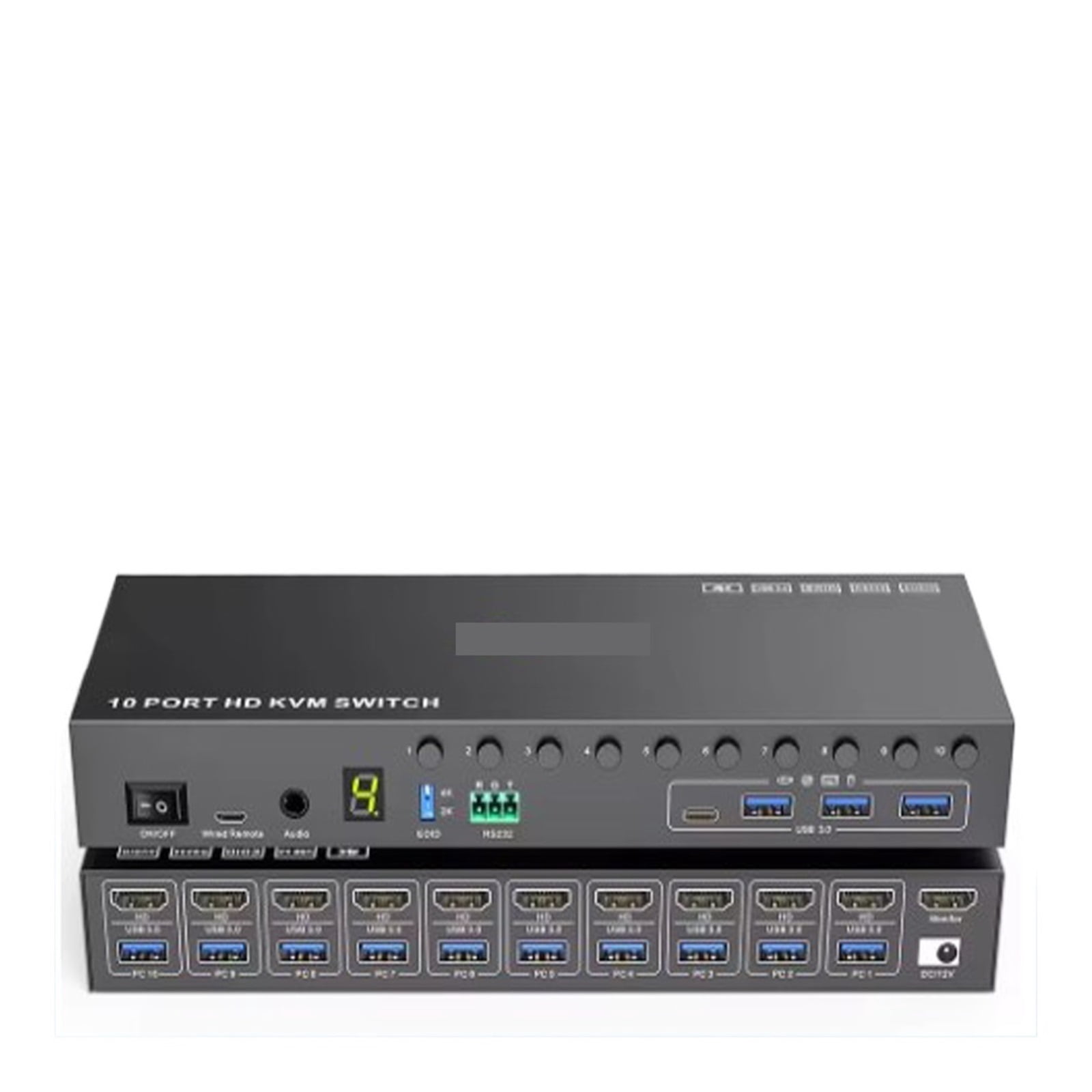 10 PC 1 Monitor HD Media Switch, Smart USB 3.0 KVM with EDID