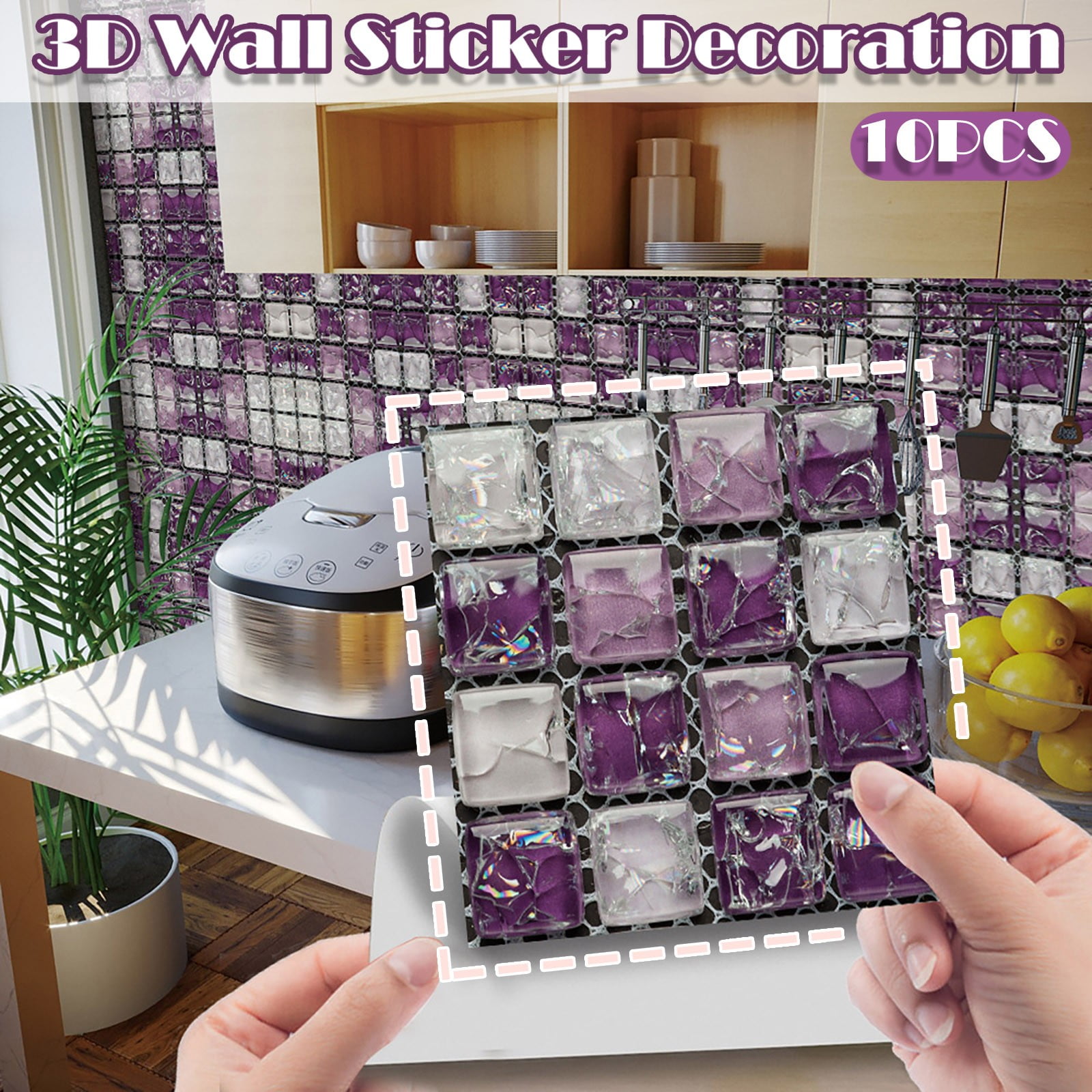 10 PC 3D Crystal Tile Stickers DIY Water Proof SelfAdhesive Practical