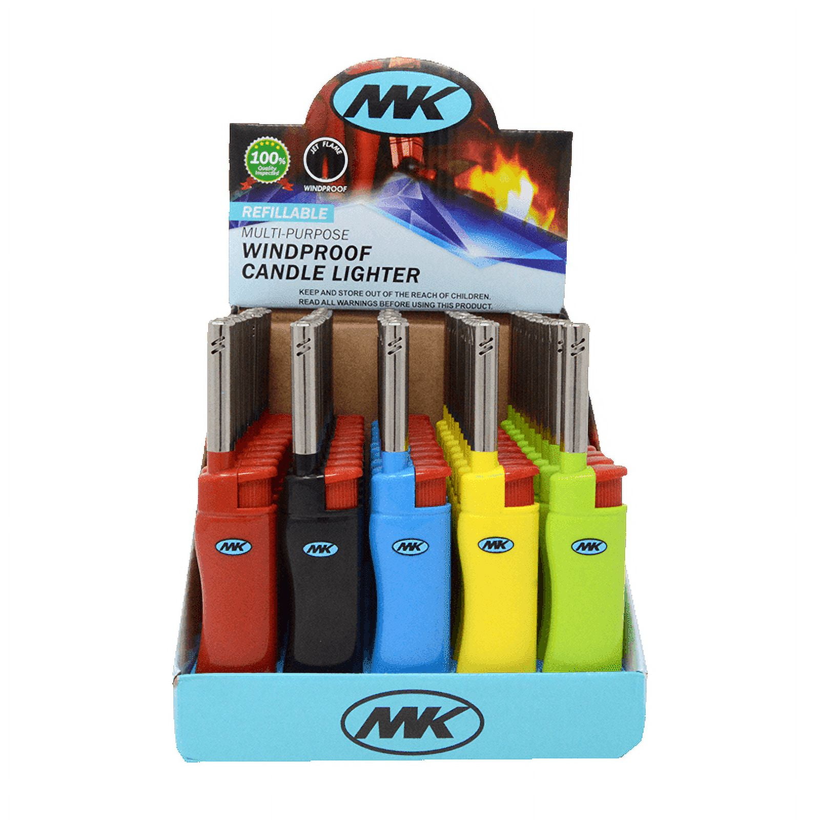 MK [5 Pack] Windproof Refillable Torch Lighter, Candle Lighter