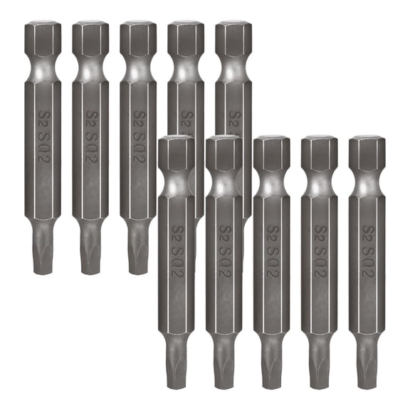 10 PCS 1/4 Inch Hex Shank Square Head Screwdriver Bit Set S2 Steel