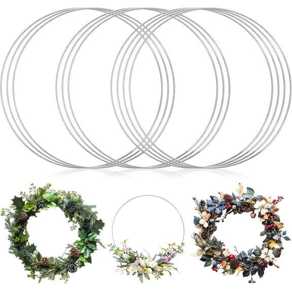 10 PCS 12 Inch Metal Hoops for Crafts, Silver Macrame Hoop Wreath Rings Dream Catcher Hoops for DIY Crafts Wedding Decor and Wall Hanging Decor