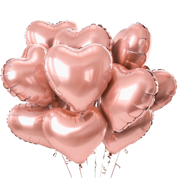 10 PCS 18 Inch Love Heart Aluminum Foil Balloons for Wedding Bridal Anniversary Valentines Day Engagement Marriage Party Decorations Pink
