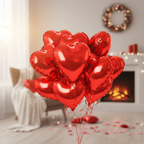 10 PCS 18 Inch Love Heart Aluminum Foil Balloons for Wedding Bridal Anniversary Valentines Day Engagement Marriage Party Decorations Red