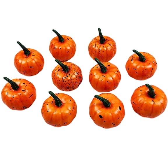 10 PCS 2.2" Mini Artificial Pumpkins, Fall Harvest Simulation Pumpkins Decor, Fake Fruit Home Decor for Halloween Thanksgiving Party (Orange)