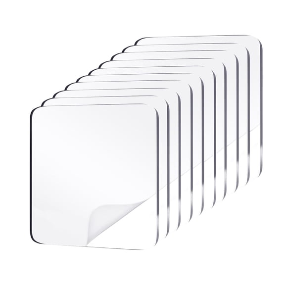 10 PCS 2.4" Clear Double Sided Adhesive Pads for Mounting, Waterproof Sticker Strong Heavy Duty Square Sticky Patch Walls Hanging Nano Gel Tape DIY Craft Home Office