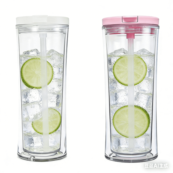 24oz Double Wall Insulated plastic cup,Reusable PP Plastic Cup with Straw Lid and Leak Proof Cover,BPA Free Cold Drink Container for Travel and Daily Use,The Perfect Holiday Gift