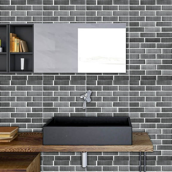 10 PCS 3D Imitation Brick Wall Stickers,3D Brick Wall Panels Peel and Stick Interior Decor,11.81" X 11.81" Removable Waterproof Thin PVC Faux Brick for DIY Bedroom Living Room Bathroom