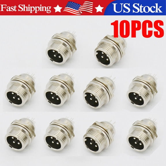 10 PCS 4 Pin Ham & CB Radio MIC Microphone Connector Male Panel Chassis Mount