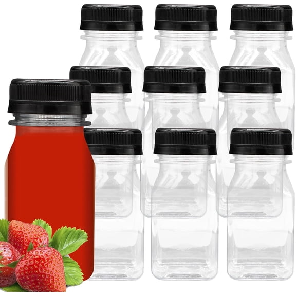 10 PCS 4 oz Plastic Juice Bottles Empty Clear Milk with Lids, Beverage Containers for Juice, and Other Drink