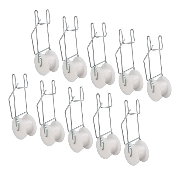 10 PCS 49.2ft Plant Climbing Roller Hook Galvanized Steel Wire Roller Hook PP Lanyard High Temperature Twine Vine Crop Trellis Roller Hook For Cucumber Luffa Grape