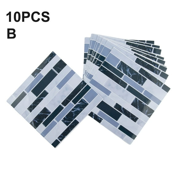 10 PCS 4X4inch Mosaic Wall Tile Stickers, DIY Self Adhesive Waterproof Sticky Wallpaper, Kitchen Bathroom Tile Wall Art Decals Home Decoration