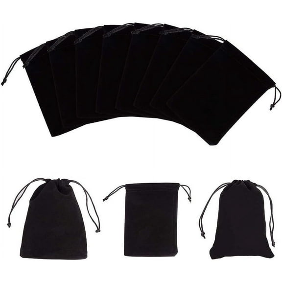 10 PCS 6.894.72" Velvet Cloth Drawstring Bags Black Jewelry Bags Pouches Small Candy Gift Bags for Christmas Party Wedding Favors Bags Black