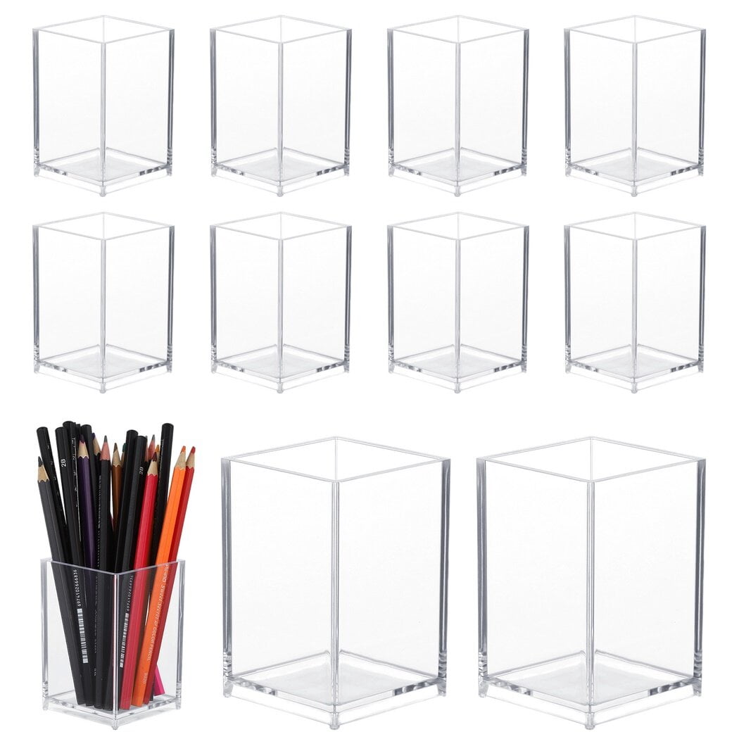 10 PCS Acrylic Pen Holders, Clear Makeup Brush Holders, Clear Pencil