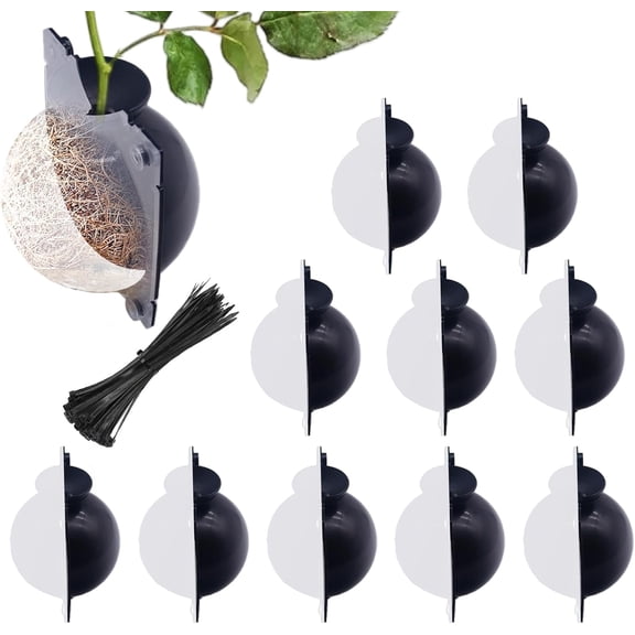 10 PCS Air Layering Propagation Kit -Thicker Version with Reusable Half Transparent Plant Rooting Propagation Ball & Plastic Twist Ties- Plant Grafting Rooting Grow Ball(Size: Small)