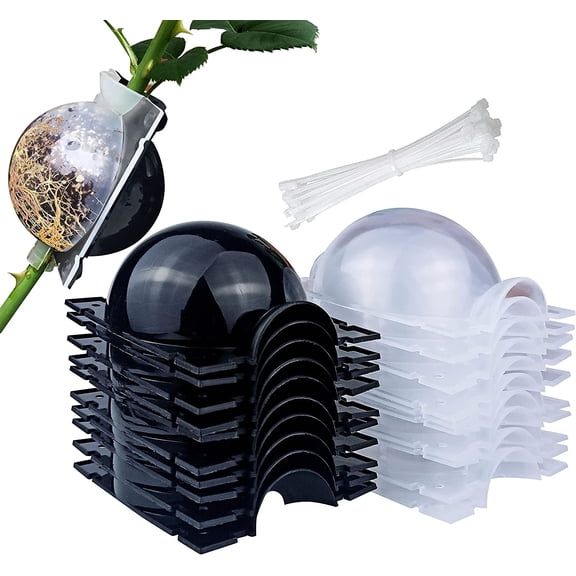 10 PCS Air Layering Propagation Kit with Zip Ties, Reusable Half Transparent Grafting Ball, Air Layering Pods Clear, Plant Rooting Grafting Box for Fast Propagation Plants (Medium)