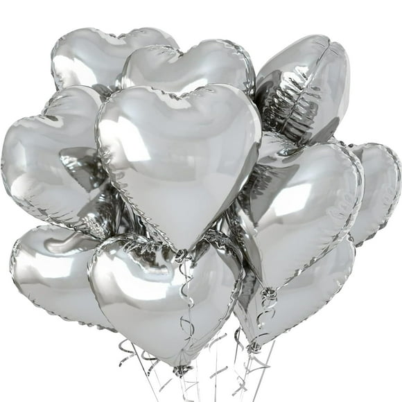 10 PCS Aluminum Foil Heart Mylar Balloons,Automatic Sealing Heart Shaped Balloons Aluminum Foil,for Wedding Bridal Anniversary Valentines Day Engagement Marriage Decorations Supplies