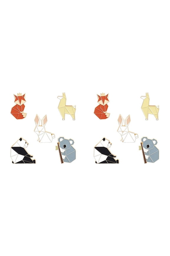10 PCS Animal Enamel Pins Set Cartoon Fox Panda Koala Alpaca Lapel Pin Brooches Badges for Backpacks Jackets