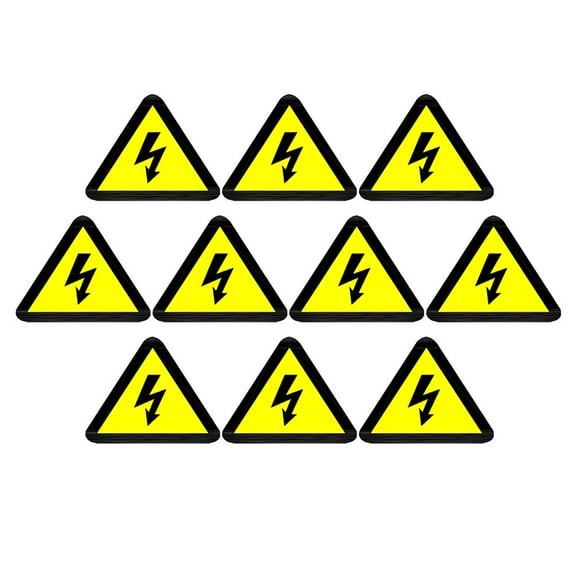 10PCS High Voltage Warning Stickers Electric Shock Risk Safety Labels for Electrical Panels 5cm Triangle Signs
