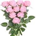 thumbnail image 1 of 10 PCS Artificial Roses Flowers, Realistic Blossom Roses, Real Touch Silk Rose, Single Fake Flower Long Stem Bouquets for Home Wedding Party Decor(Pink), 1 of 6