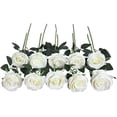 thumbnail image 1 of 10 PCS Artificial Roses Flowers, Realistic Blossom Roses, Real Touch Silk Rose, Single Fake Flower Long Stem Bouquets for Home Wedding Party Decor(White), 1 of 6