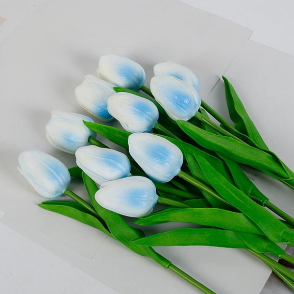 10 PCS Artificial Tulip Flowers 13" Real Touch PU Faux Tulips Bouquet, Multicolor Faux Flowers for Floral Arrangements, Easter, Mother's Day, Spring and Valentine's Day Decorations