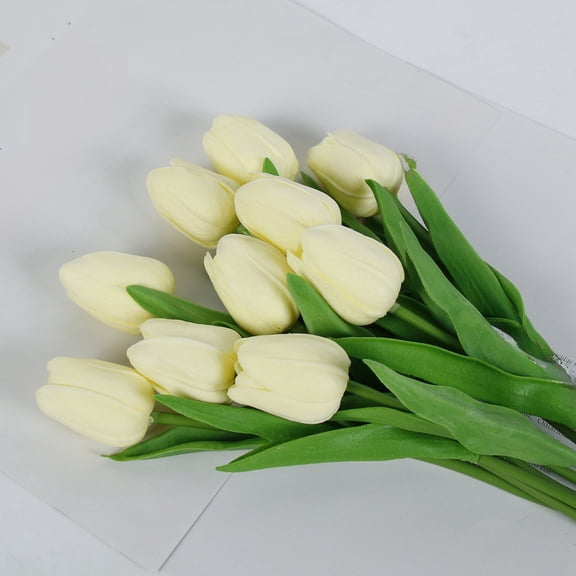 10 PCS Artificial Tulip Flowers 13" Real Touch PU Tulips Bouquet, Multicolor Flowers for Floral Arrangements, Easter, Mother's Day, Spring and Valentine's Day Decorations (D)