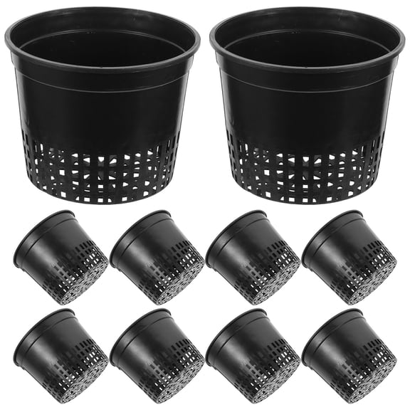 FONDOTIN Hydroponics Growing Cups Black 10Pcs 5.1X5.1X3.9In